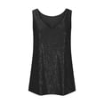 thumbnail image 5 of Staron Summer Tops for Women Sequin V Neck Sleeveless Casual Loose Party Tank Top, Black S, 5 of 5
