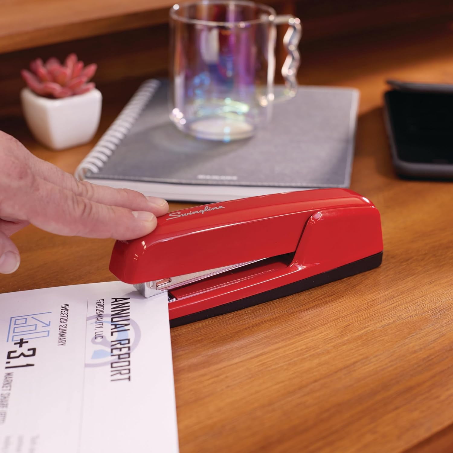 Stapler, 30 Sheet Capacity, 747 Business Stapler, Jam Free, Metal, Rio Red (74736)