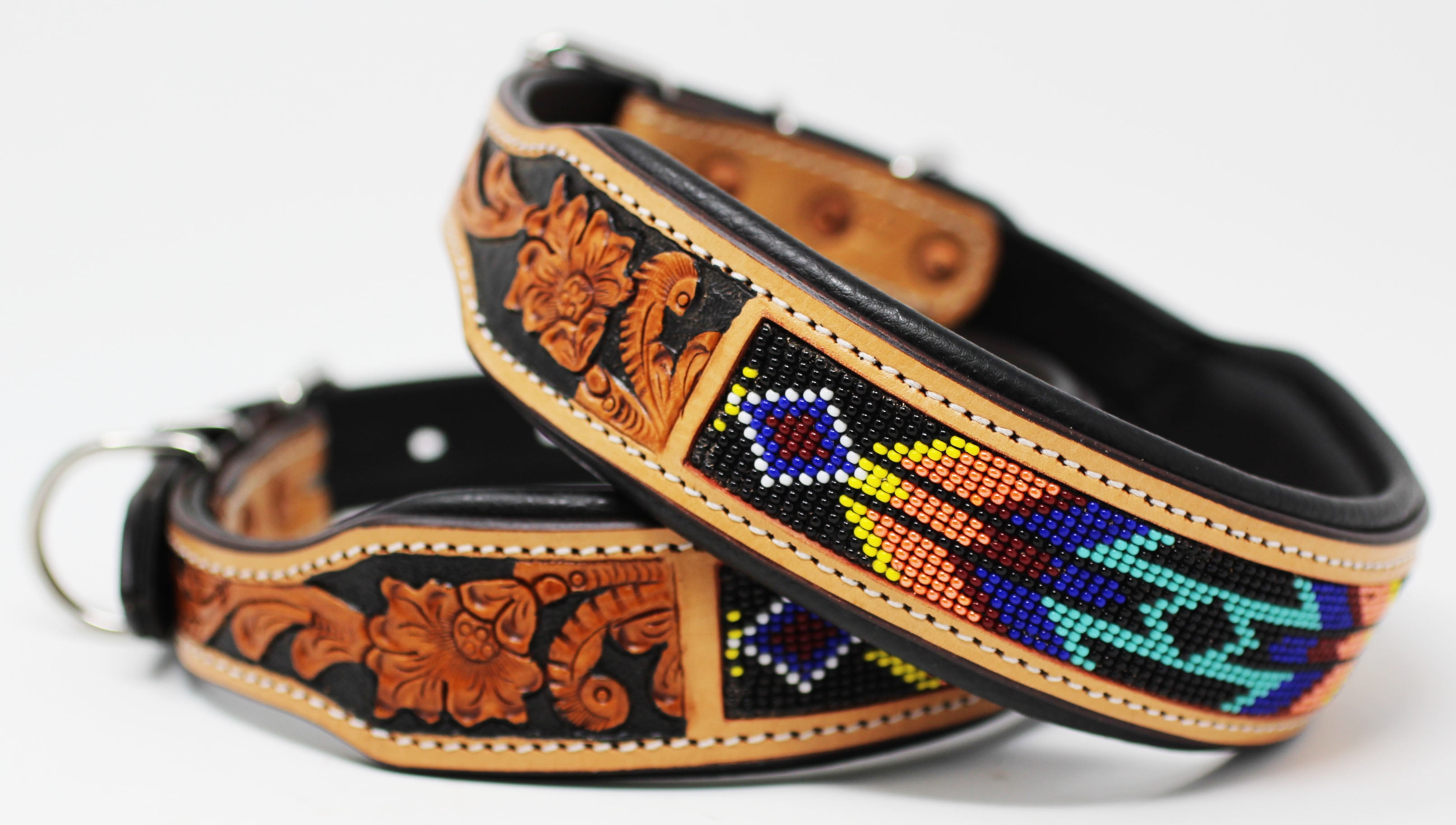 Small 13''- 17'' Dog Puppy Collar Genuine Cow Leather Padded Canine  6069TL