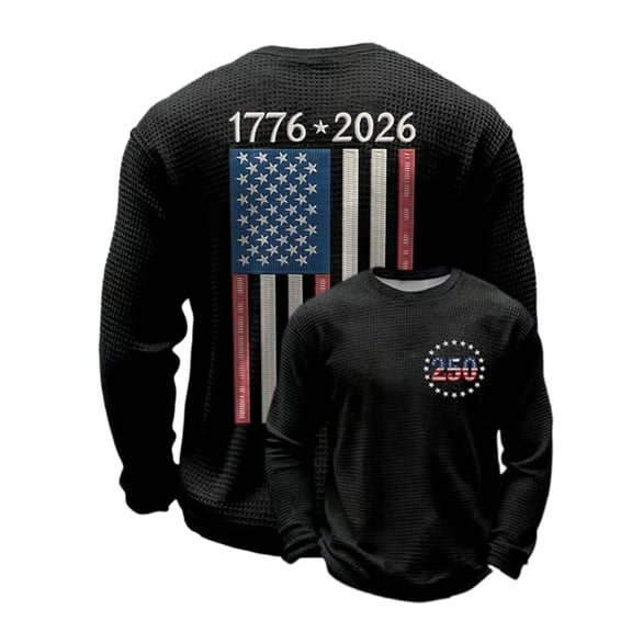 WAYUTE 250 Anniversary USA Shirt for Man National Flag Colors Long Sleeve Knit Comfortable Stretch Trendy Top Independence Day T Shirts