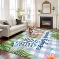 thumbnail image 2 of Summer Slippers Area Rugs 5'x7', Small Throw Rugs for Laundry Room Playroom, Tropical Botanical Palm Leaves Blue Plaid Indoor Outdoor Rug Non-Slip Low Pile Carpet Runner Reversible Floor Mats, 2 of 8