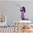 thumbnail image 2 of GIRLY - Purple Themed Mural Girl Silhouette Art Décor Blowing Bubbles Design Vinyl Adhesive Home Living Room Wall Decal Sticker - Kids Girls Bedroom Floral Dress Wall Decoration 8" x 10", 2 of 3