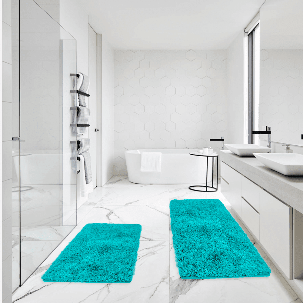 Microfiber Bathroom Rugs Set 2 Pieces, Non-Slip Machine Wash Shower ...