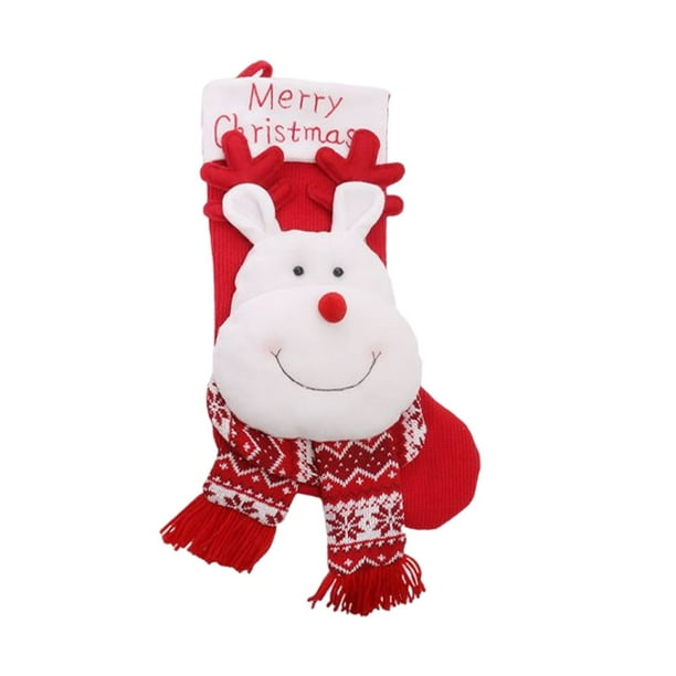 Bearachild Colgador de medias tejidas para Navidad, calcetines, aperitivos, dibujos animados, Papá Noel, muñeco de nieve, colgante, bolsa de regalo, Kits de decoración para fiestas Alce Bearachild HA069959-03
