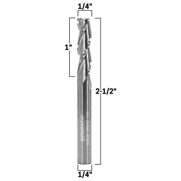 1/4" Dia. 3 Flute Upcut Chipbreaker End Mill CNC Router Bit - 1/4" Shank - Yonico 36365-SC