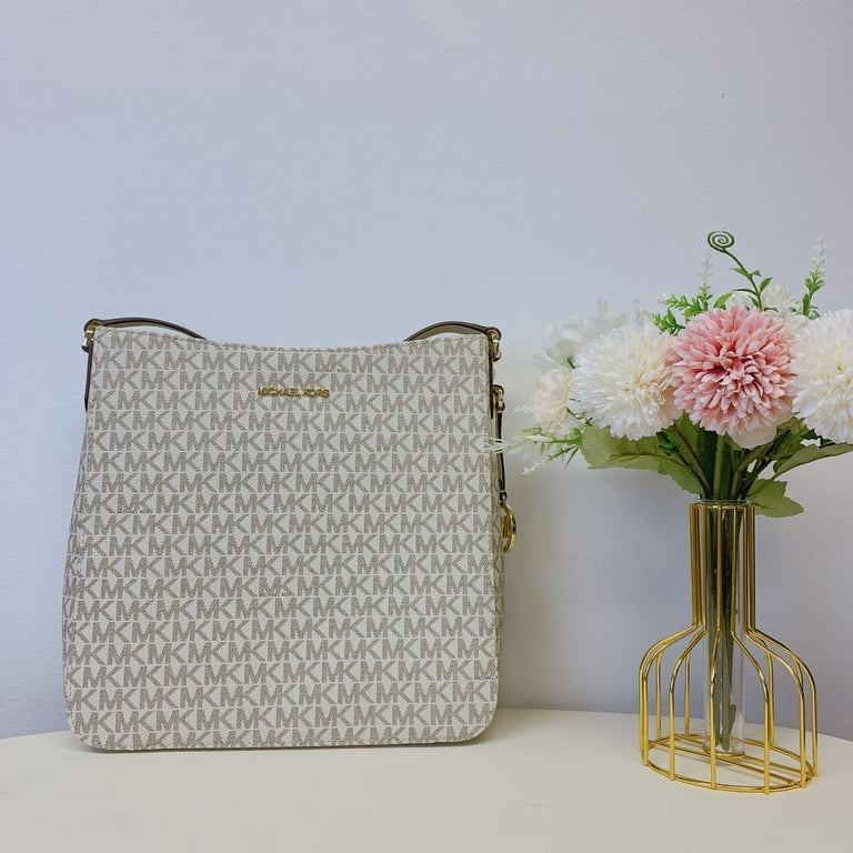 Michael Kors Jet Set Large Messenger Bag Light Cream PVC Interior Zip Multifunction Pockets Walmart
