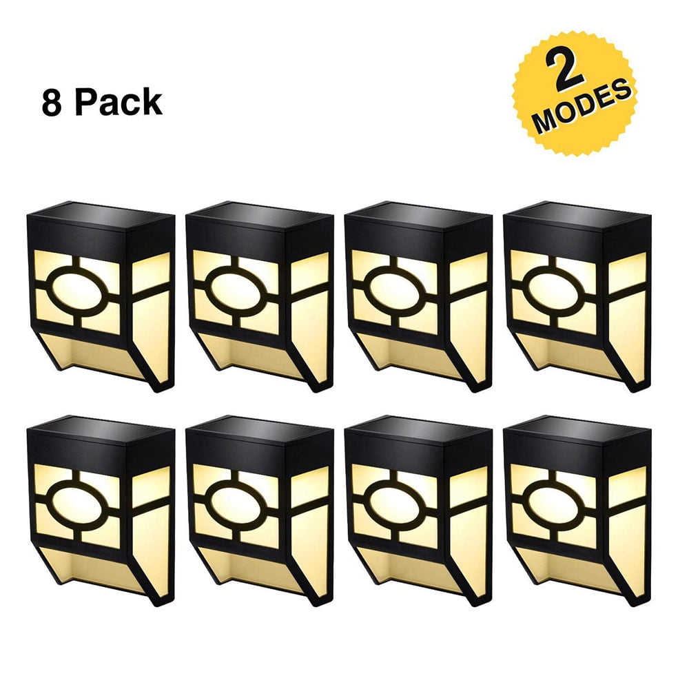 Solar Deck Lights, 2 Modes Night Lights Wall Mount Fence Post Lights