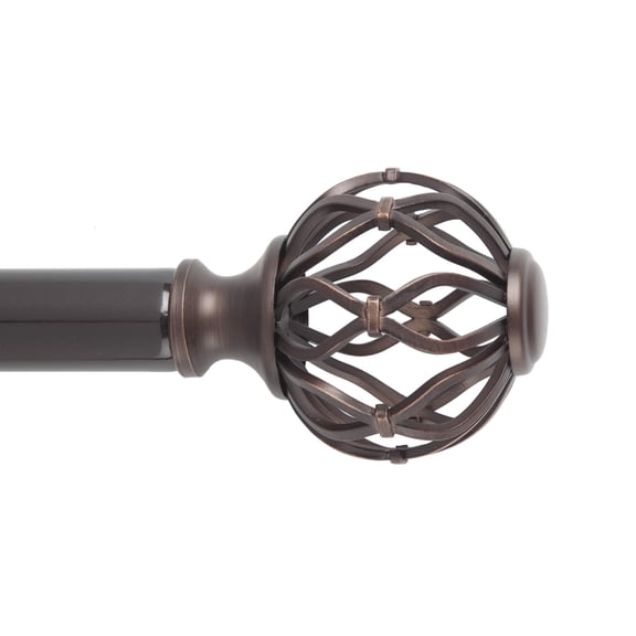 SnugSet 1" Bronze Aiden Cage Adjustable Single Curtain Rod, 72"-144"