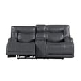 thumbnail image 4 of New Classic Furniture Titan Faux Leather Power Console Loveseat in Gray, 4 of 10