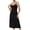 Black, variant on Women's Satin Spaghetti Strap Long Chemises - Scoop Neck, Slim Fit Silhouette and Scalloped Hem, Elegant Full Slip Sleep Dress