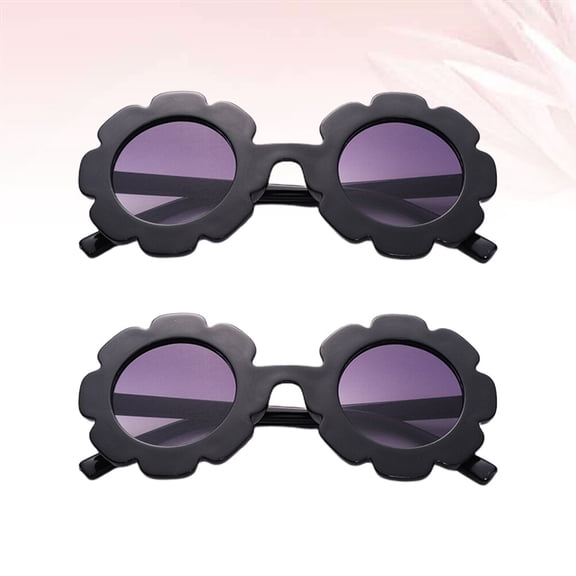 UPOUART 2Pcs Black Fashion Sunflower Sunglasses Resin Frame Sturdy Durable Outdoor Dress Up Accessory