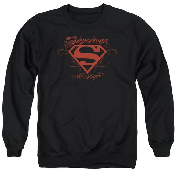 Superman La Adult Crewneck Sweatshirt Black