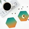 thumbnail image 4 of Honeii Orange To Teal Gradient1 Print Leather Coaster Set of 4, Ideal for Safeguarding Your Furniture from Drinks Spills and Effortless Cleanup-Hexagon, 4 of 6