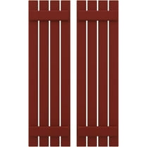Ekena Millwork 15 1/2"W x 79"H Americraft Four Board (2 Batten) Exterior Real Wood Spaced Board-n-Batten Shutters (Per Pair), Pepper Red