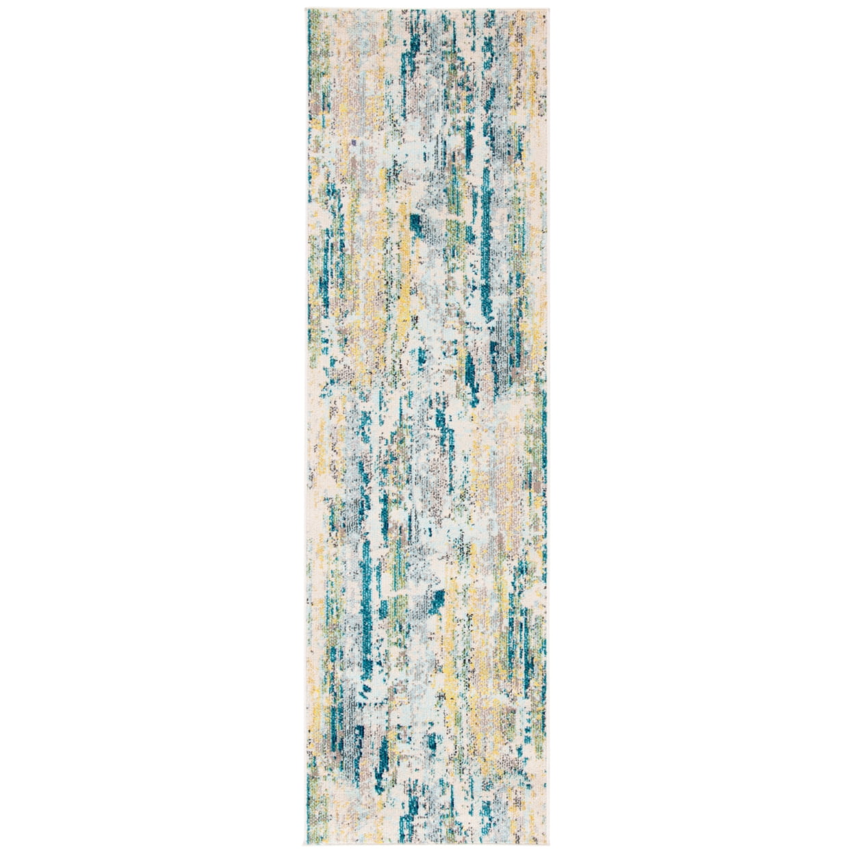 SAFAVIEH Madison Marais Distressed Abstract Runner Rug, Beige/Olive, 2'3" x 8'