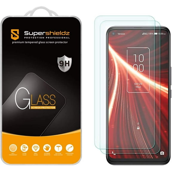 [2-Pack] Supershieldz for TCL 10 5G UW Tempered Glass Screen Protector, Anti-Scratch, Anti-Fingerprint, Bubble Free