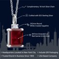 thumbnail image 2 of Gem Stone King 2.65 Cttw Red Garnet and White Created Sapphire Pendant Necklace for Women | 925 Sterling Silver | Gemstone January Birthstone | Emerald Cut 9X7MM | With 18 inch Silver Chain, 2 of 5