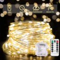 thumbnail image 1 of Cadena de luces LED para exteriores de 200 pies, luces de hadas blancas cálidas que funcionan con pilas y control remoto, luces LED centelleantes para acampar, dormitorio, dormitorio, patio, tapiz, 1 of 5