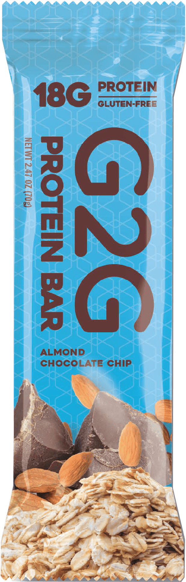 G2G Protein Bar, Almond Chocolate Chip, Gluten-Free, Clean Ingredients, Refrigerated for Freshness, (Pack of 8)