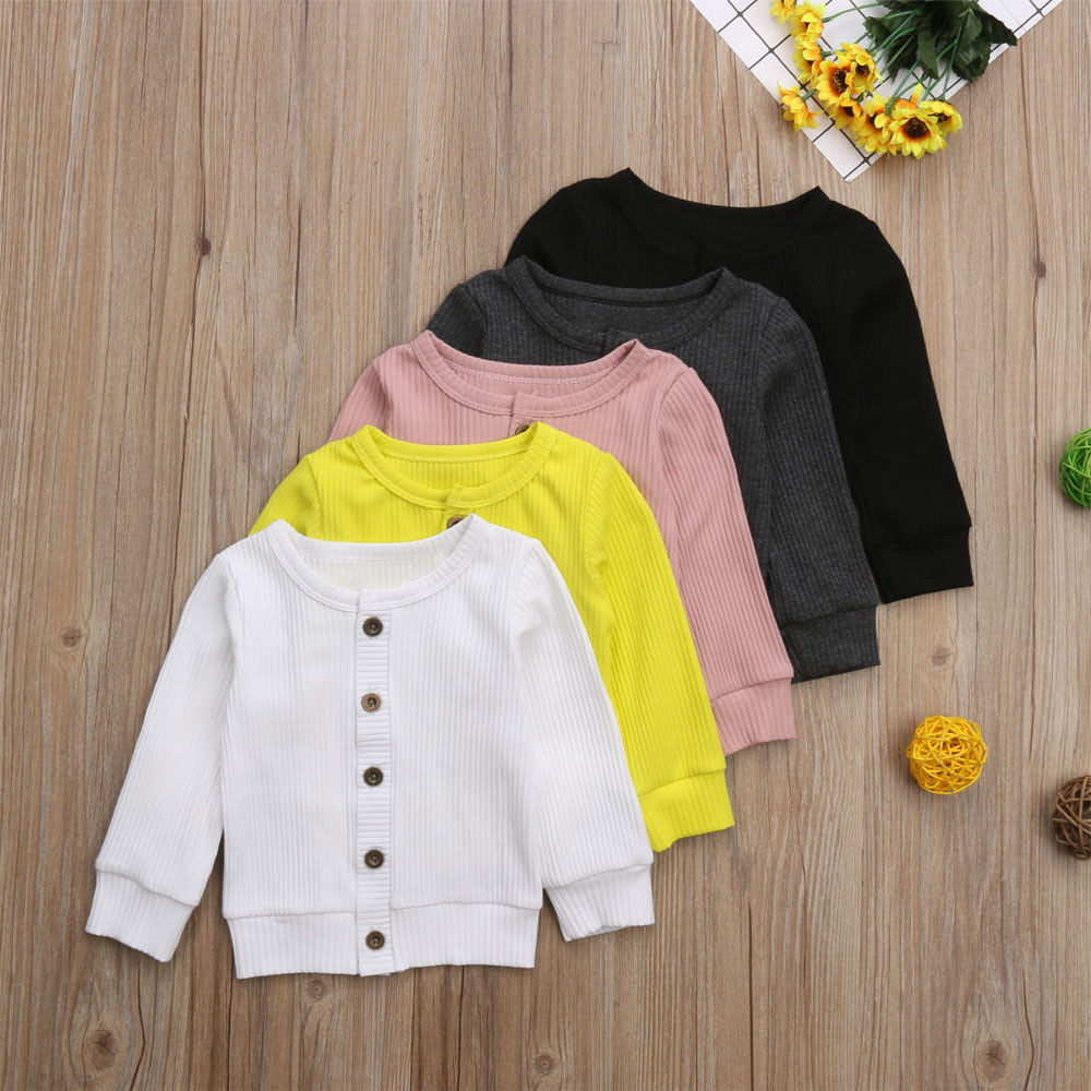 Toddler Kids Baby Girls Outfit Clothes Button Knitted Sweater Cardigan Coat Tops 
