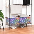 thumbnail image 3 of Yayeee Foldable Storage Basket for Shelves with Handles Waterproof Cloth Bins, Green Wavy Pattern, 3 of 7