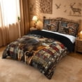 thumbnail image 2 of meiyoeat Vintage Flag Deer Duvet Cover Queen, Rustic Hunting Print Queen Bedding For Boys,Black Reversible,3 Pieces(No Comforter), 2 of 6