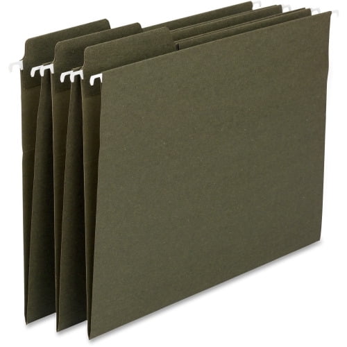 Smead 100% RecycledFasTab Hanging Folders Legal - 8 1/2' x 14' Sheet Size - 1/3 Tab Cut - Top Tab Location - Assorted Position Tab Position - 11 pt. Folder Thickness - Standard Green - 3.14 oz - Recyc