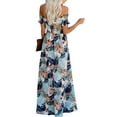 thumbnail image 4 of Qiylii Women's Off Shoulder Wrap Dress, Bohemian Short Sleeve Floral Print Long Beach Dress, 4 of 9