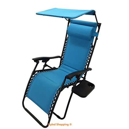 Deluxe Padded Zero Gravity Chair with Canopy + Tray ...