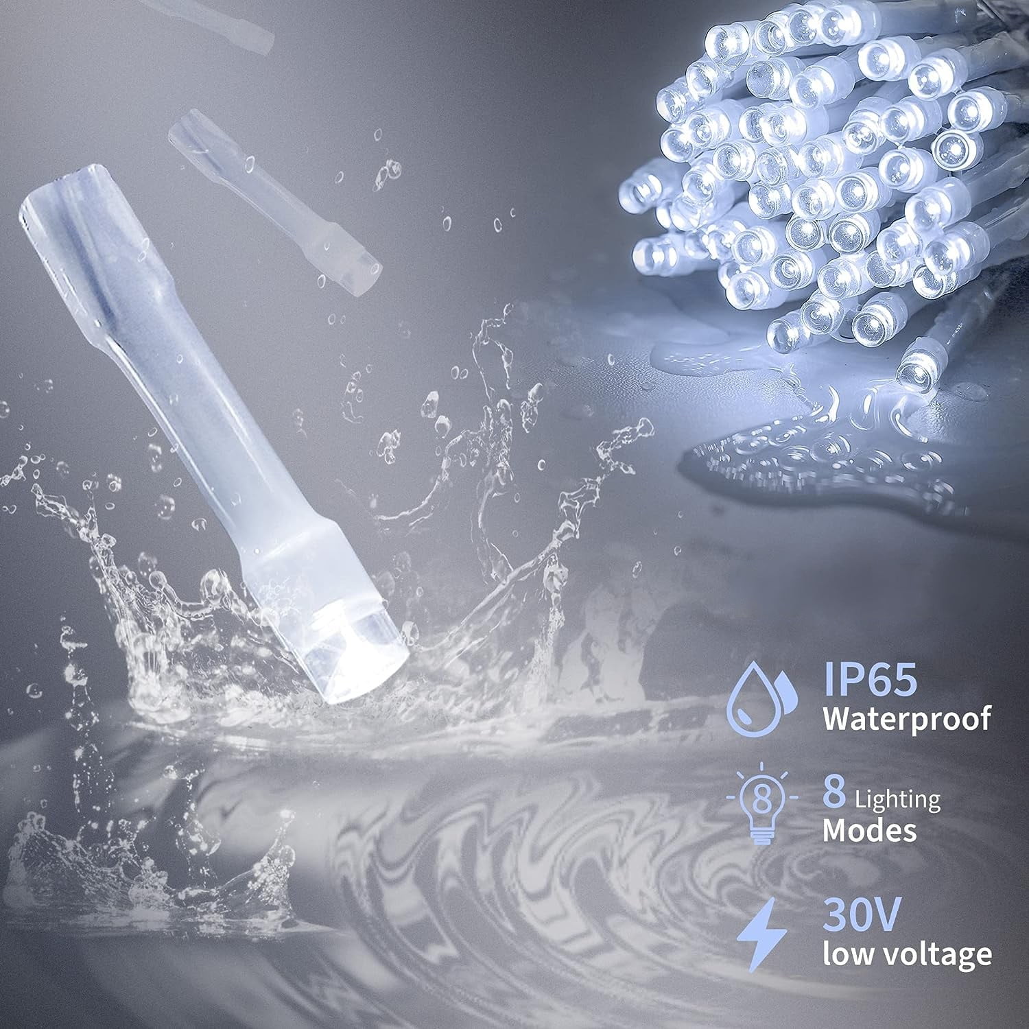 33ft 410 LED Christmas String Lights White Fairy Lights Led Icicle Christmas Lights Plug-in for Christmas, Holiday, Wedding (Cool White)