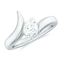 Rosec Jewels 5x7mm Lab Grown Diamond Designer Engagement Ring, EF-VS Grade, 18K White Gold, US 6.50