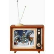 Angle View: 9" LED Lighted Musical Christmas Scene with Sledge TV Box Figurine