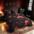 thumbnail image 2 of Erosebridal Romantic Floral Twin Bedding, Halloween Gothic Bat Bedding Comforter Set, Black Maroon, Black Reversible, 7-Piece, 2 of 6
