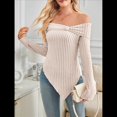 thumbnail image 4 of Suéter de Punto con Lazo y Hombros Descubiertos para Mujer, con Abertura Lateral, Estilo Y2K, A Albaricoque L, 4 of 10