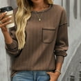 thumbnail image 2 of cfhntfmh Women's Ribbed Sweater Crew Neck Long Sleeve Shirts 2024 Fall Loose Solid Knit Pullover with Pockets, 2 of 7