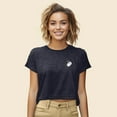 thumbnail image 4 of Dalix Heartly Ghost Embroidered Cropped Flowy Soft Cotton Short Sleeve T Shirt Womens in Heather Navy XL X-Large, 4 of 5