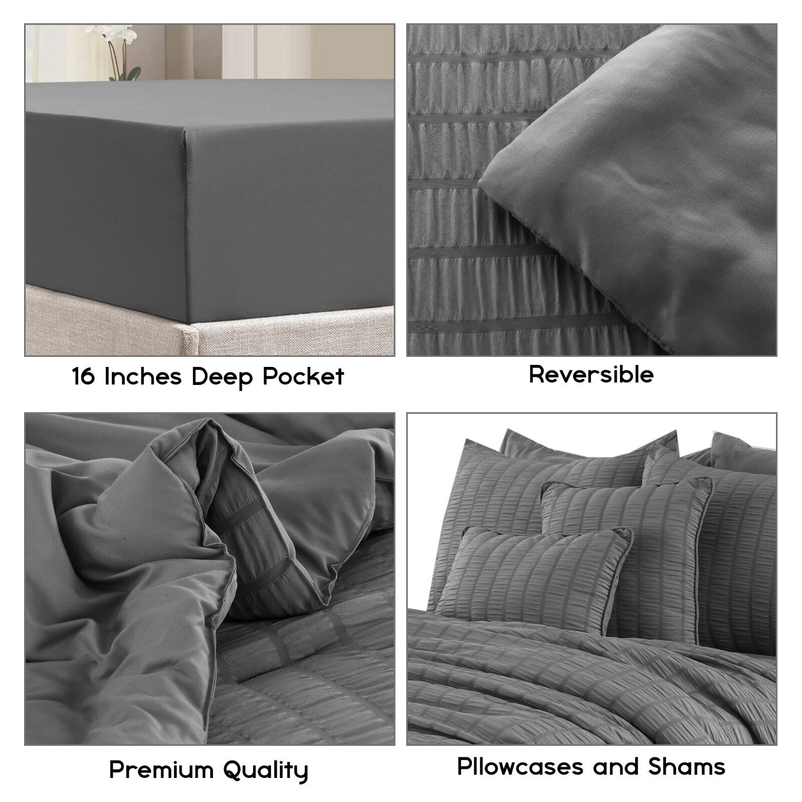 10 Piece Bed in a Bag Comforter Set Breathable Reversible Bedding Set Queen King