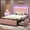Pink, variant on Twin Bed Frame with Adjustable Flowers Headboard and 4 Storage Drawers, Upholstered LED Bed Frame with USB Ports and Type C, Velvet Bed Frames Twin Size, No Box Spring Needed, Pink