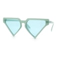 thumbnail image 4 of Retro Fun Flat Top High Temple Triangle Thin Plastic Horn Rim Sunglasses All Green, 4 of 8