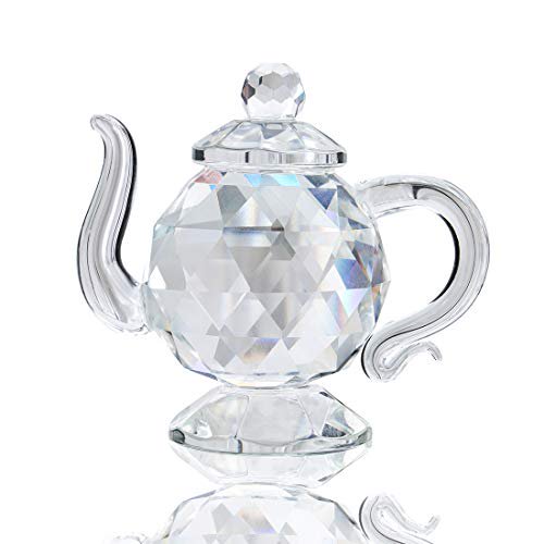 Clear Crystal Teapot Figurine Paperweight Art Craft Collection Table