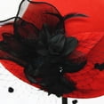 thumbnail image 4 of Women's Wool Felt Hat with Elegant Net Fabric Flower, Round Top Bucket Hat for Women, Vintage Tea Party Hat for Church, Wedding, and Special Occasions - Red, 4 of 4