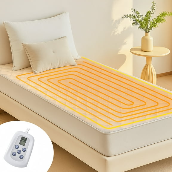 CONCETTA Twin Heated Mattress Pads, Heating Electric Bed Pad with 12 Heat Settings, Machine Washable, Over-Heat Protection, ETL Certificated, 75"x39", White