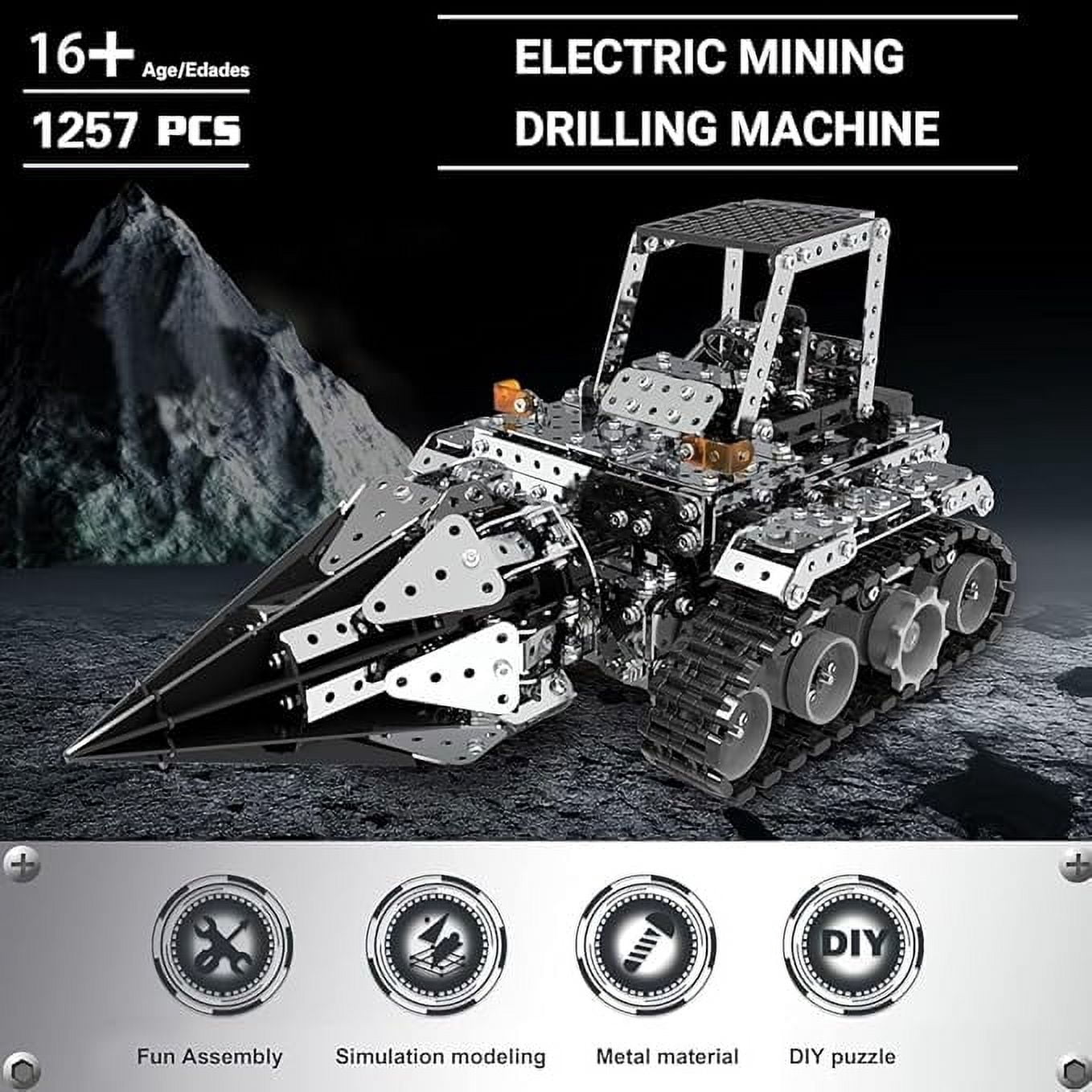 RKXQT Building Sets Stem Assembly Metal 3-D Puzzle Model Car Building Kit Construction Set Toys Electric Remote Control Drilling Machine 1257PCS/Included Motor