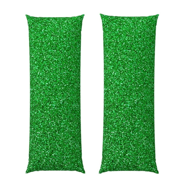 Balery Green Sparkling Shiny Funda Protectora para Almohada Corporal de Algodón Hipoalergénico con Cierre(55 x 21 pulgadas), Almohadas No Incluidas