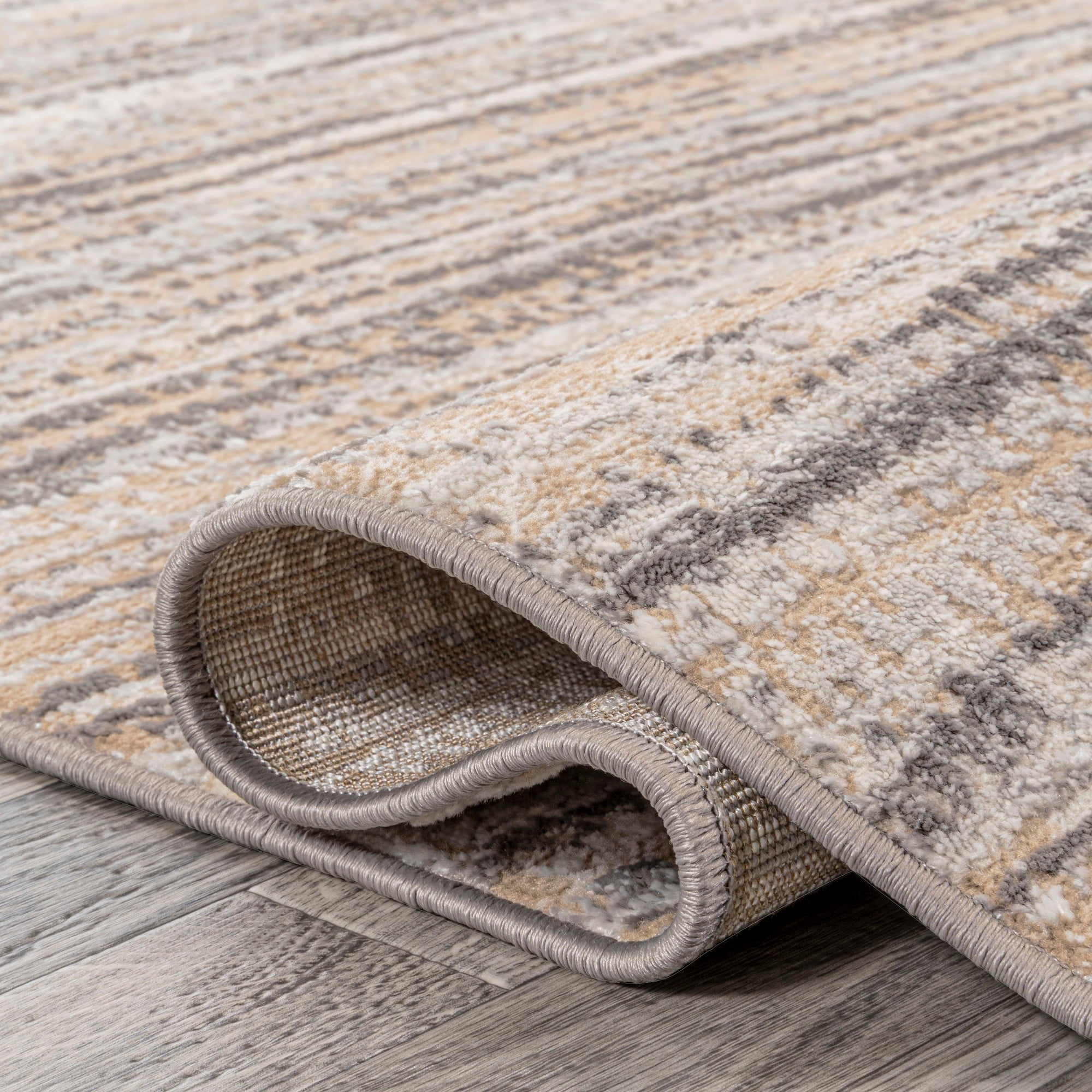 JONATHAN Y SILK ORCHID 8 x 10 Area Rug, Loom Strie - Beige/Gray, SOR200D-8