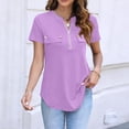 thumbnail image 2 of Shirts for Women Dressy Casual Blouse Shirts Short Sleeve Zip Front Business Tops for Women Lightweight Summer Shirts Light Purple M, 2 of 5