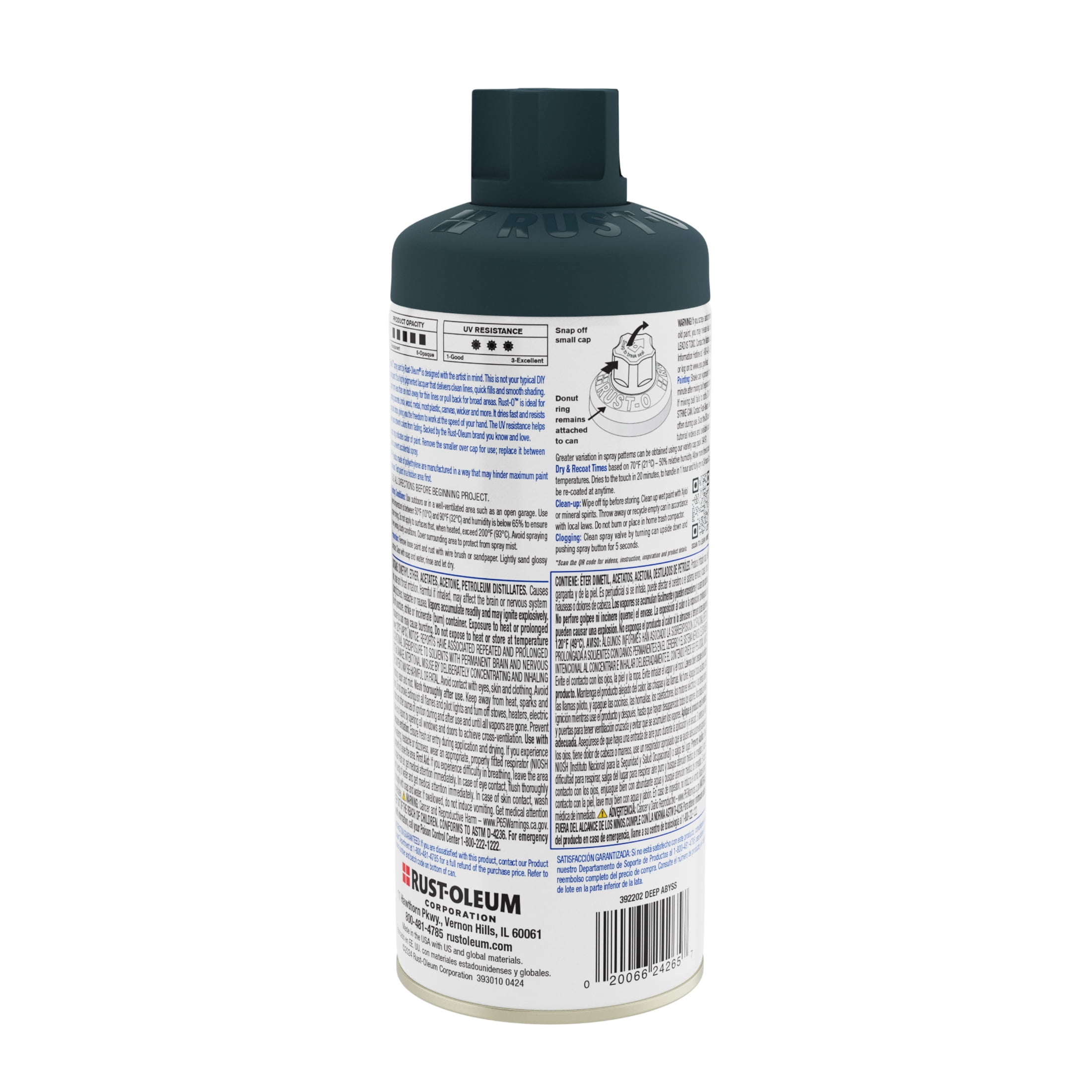 (6 pack) Deep Abyss, Rust-Oleum Rust-O Acrylic Matte Spray Paint-392202, 11 oz
