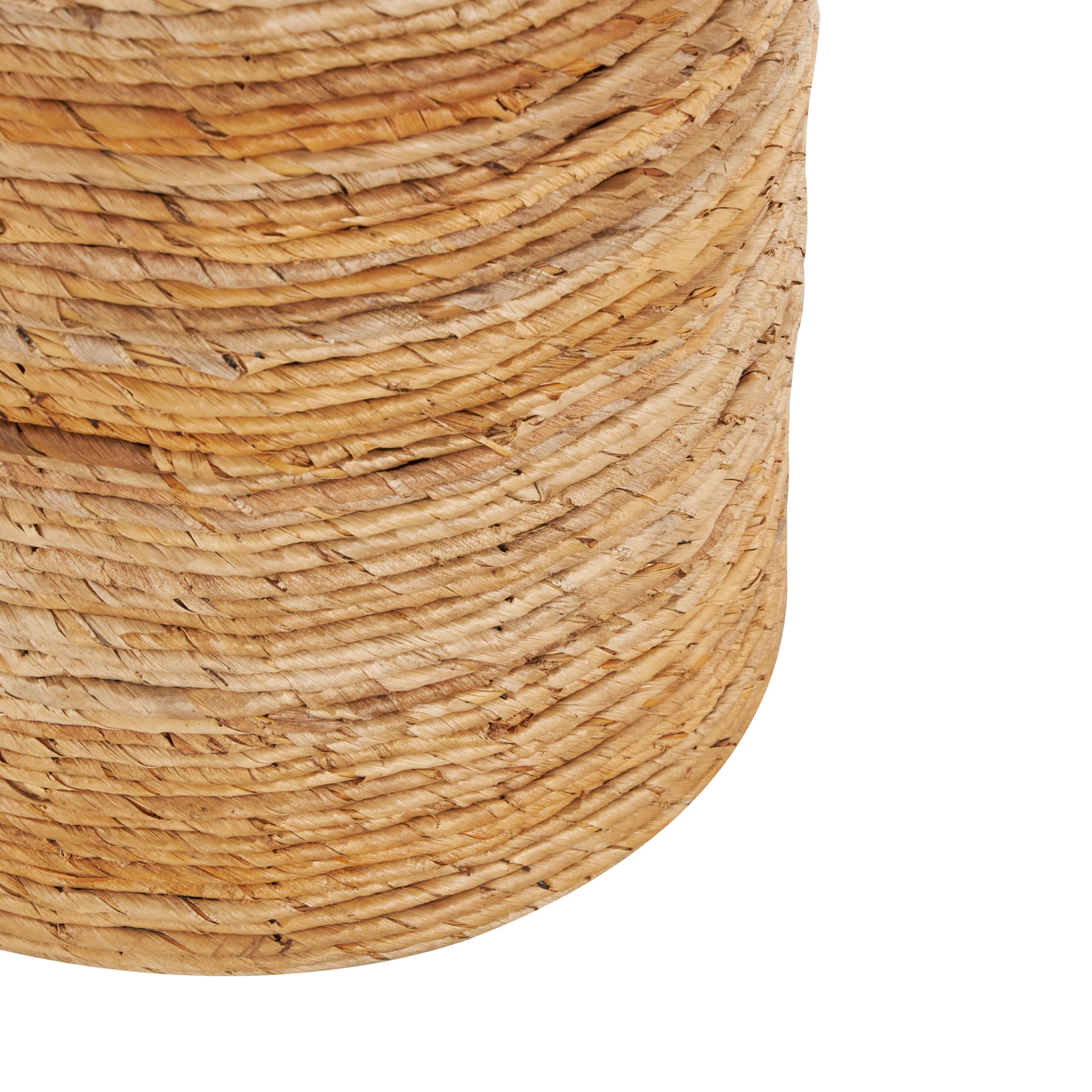 DecMode 16" x 20" Brown Banana Leaf Handmade Woven Accent Table with Wooden Tabletop, 1-Piece