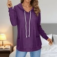 thumbnail image 2 of Women's Casual Lightweight Hoodies Long Sleeve Drawstring Sweatshirts Dark Purple M, 2 of 5