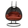 thumbnail image 2 of LeisureMod Mendoza Charcoal Wicker Patio Double Swing Chair in Cherry, 2 of 11